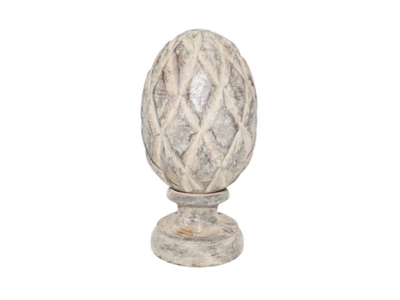 Bol op voet carved hout, silver - Hortus