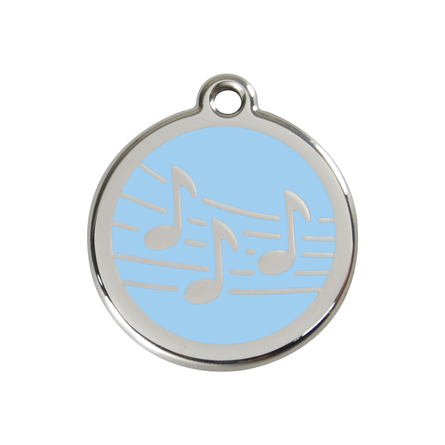 Music Light Blue roestvrijstalen hondenpenning medium gemiddeld dia. 3 cm RedDingo