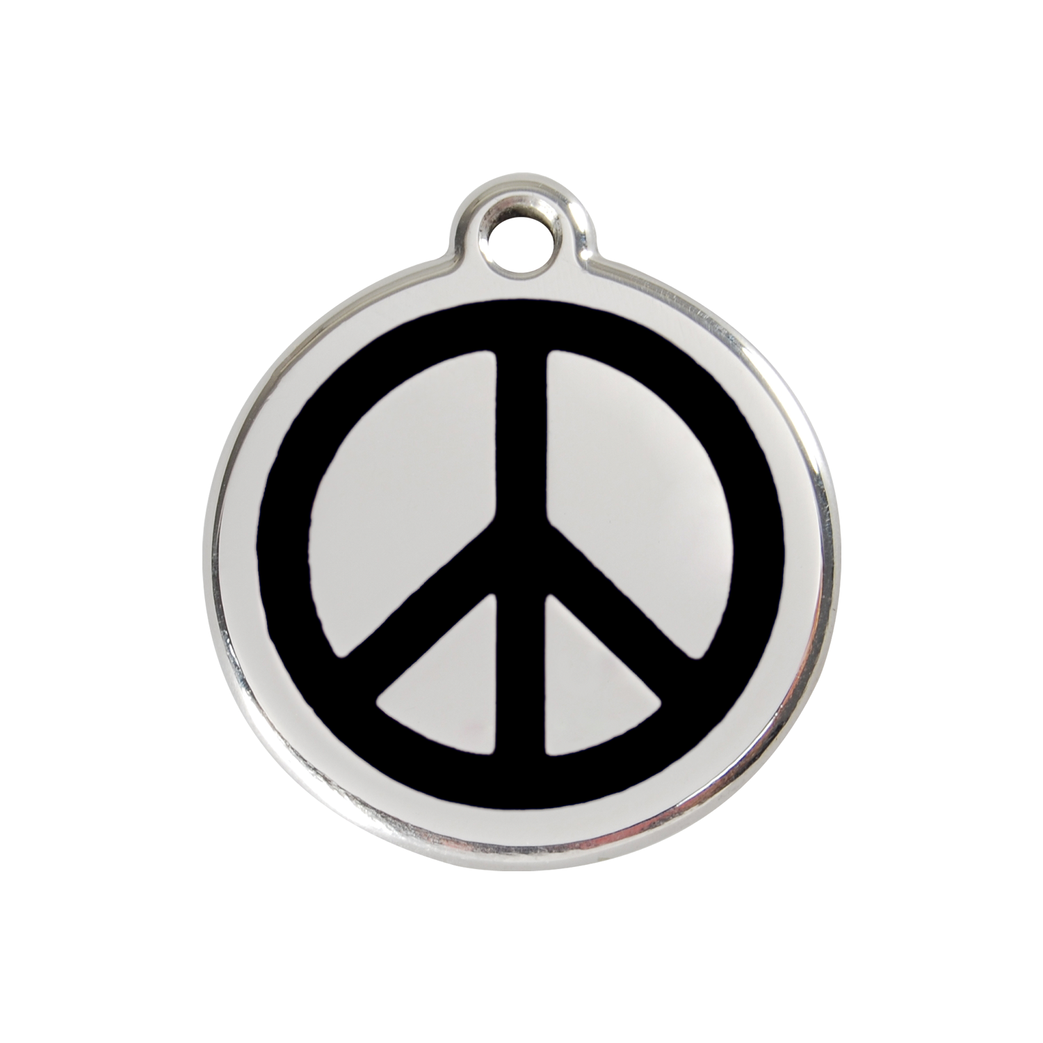 Peace Black roestvrijstalen hondenpenning medium gemiddeld dia. 3 cm RedDingo