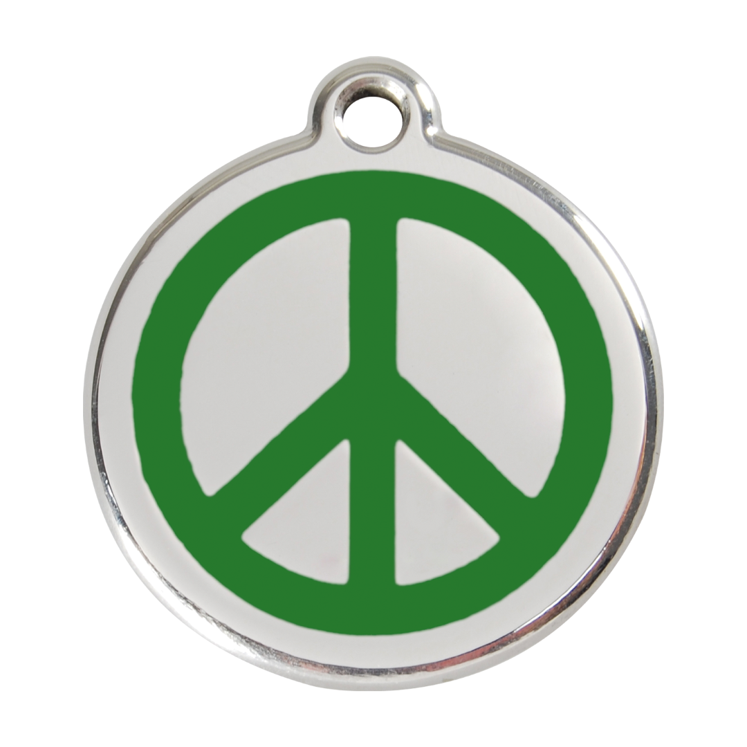 Peace Green roestvrijstalen hondenpenning large groot dia. 3,8 cm RedDingo