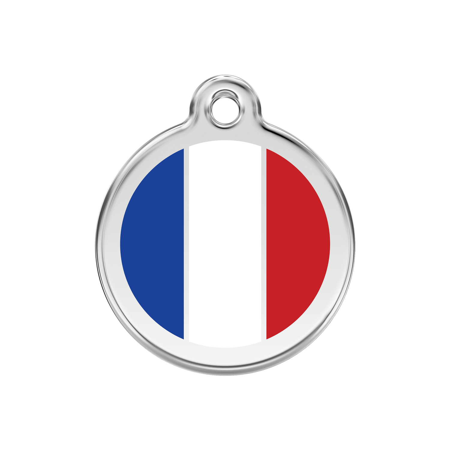 French Flag roestvrijstalen hondenpenning medium gemiddeld dia. 3 cm RedDingo