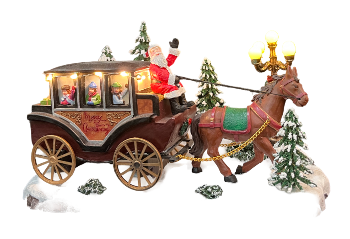 Kerstman Met Paard & Wagen - Oosterik Home