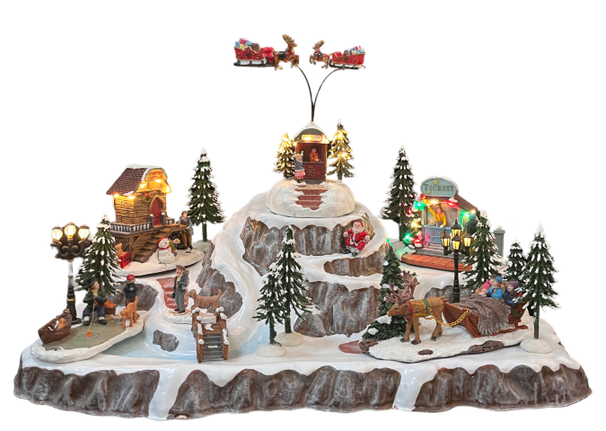 Kerstdorp Met Kerstman Op Slee - Oosterik Home