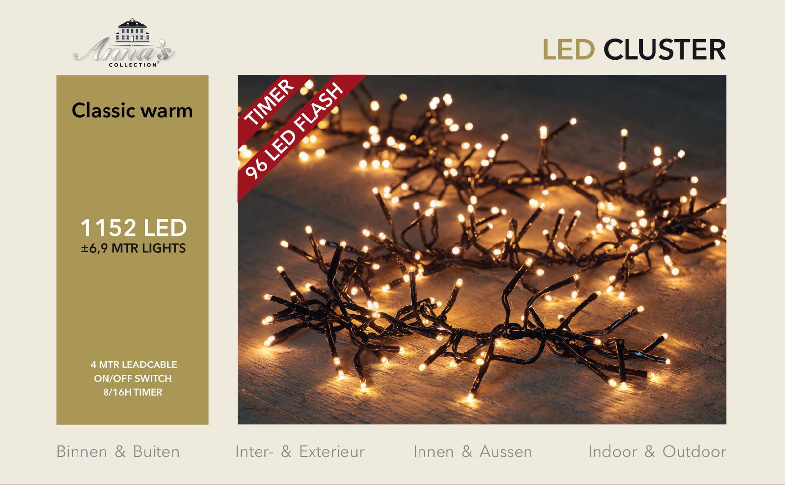 Classic cluster flash 1152led/6,9 m met 96l flashing timer Anna's Collection - Annas collection
