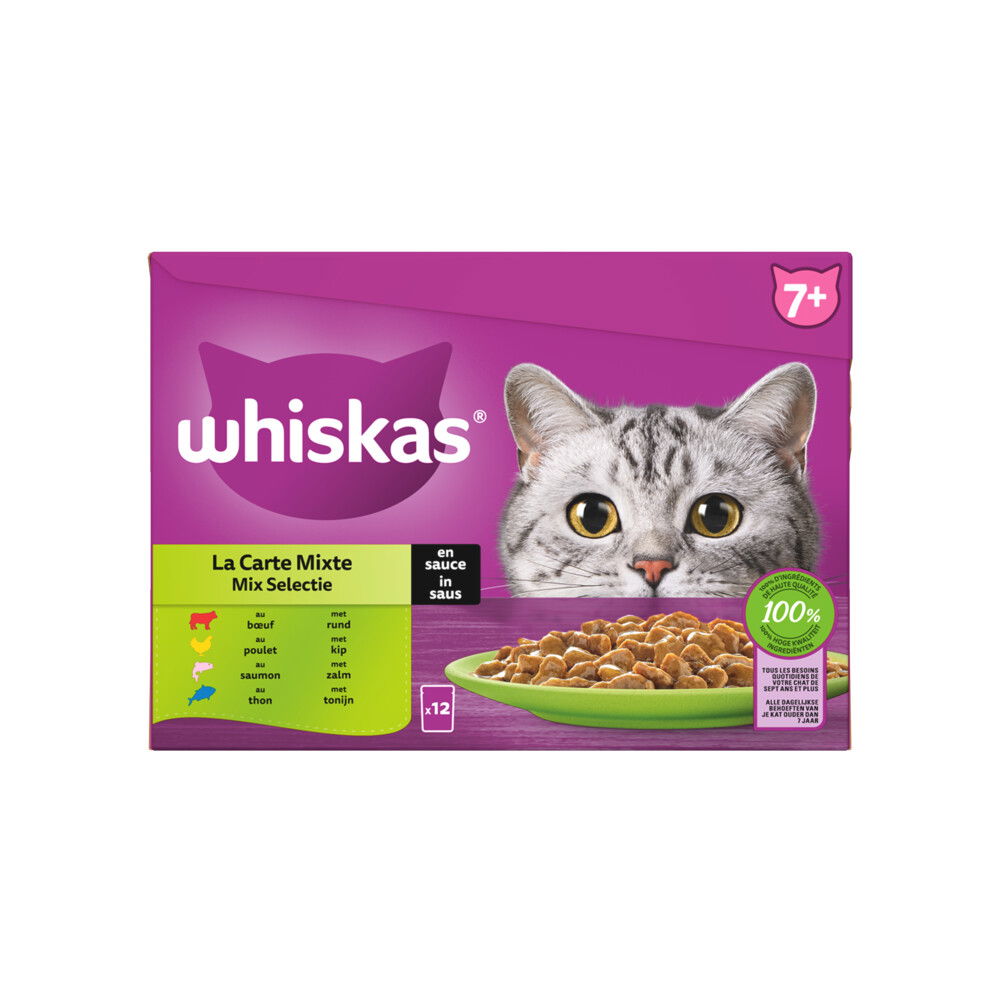 Mix Selectie in saus maaltijdzakjes multipack 12x85g dierensnack Whiskas