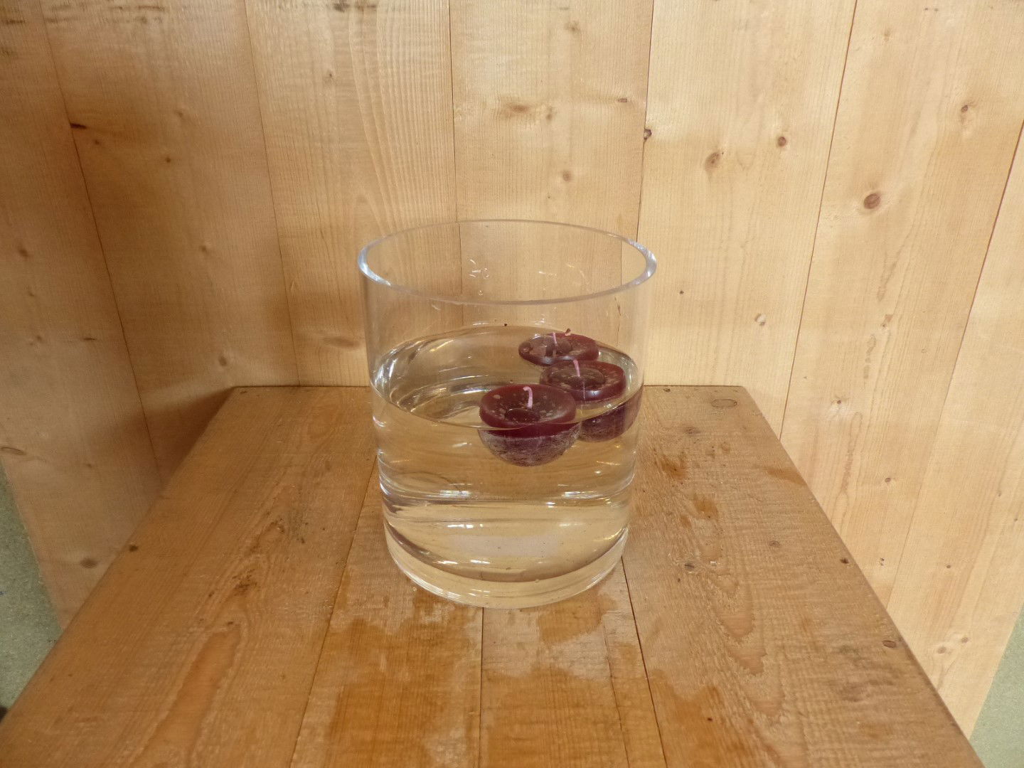Drijfkaarsen 3 stuks Cadeau set rood in hoge cilder vaas - Warentuin Mix