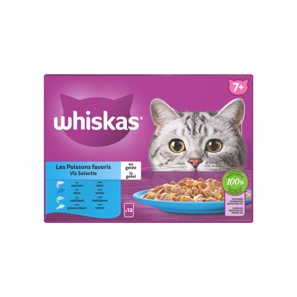 Vis Selectie in gelei maaltijdzakjes multipack 12x85g dierensnack Whiskas