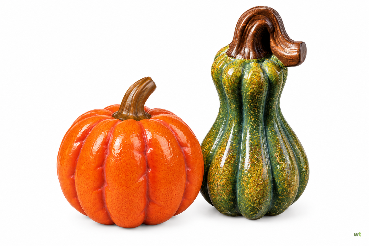 Outlet U: Keramieken pompoentjes decoratie set van 2 - Warentuin Collection