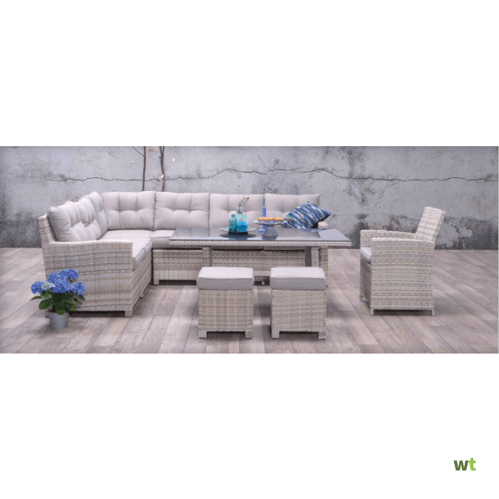 Lounge diningset Blue Bird passion willow zand 5 delig Garden Impressions