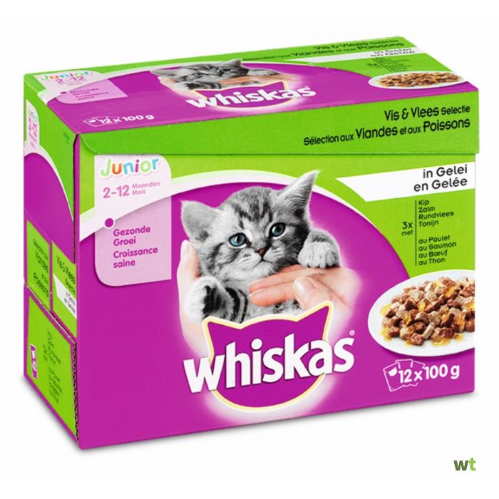WHISKAS Vershoudzakjes in Gelei 4 Variaties voor Kitten, 40-pack
