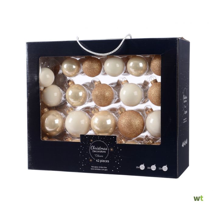 Luxe kerstballen - gedecoreerd - 12x st - goud - D7,5 cm - glas - kerstversiering - Gewone kerstballen 7 cm - warenhuis