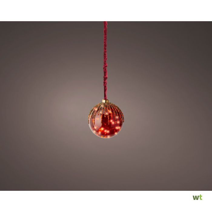 Microled bal bo d14h14 cm rood/klassiek warm kerstverlichting Lumineo