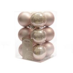 12 Weihnachtskugeln Pulver rosa 60 mm KSD KSD
