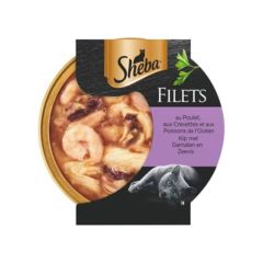 Filets Garnaal, oceaanvis en kip in saus kattenvoer 60 gram Sheba