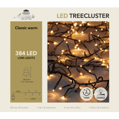 Kerstverlichting 1-1,3 meter treecluster 5 meter / 384 LED classic warm met timer Anna's collection
