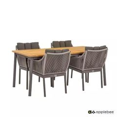 Bijou Diningset 180x90x76 cm anthracite/gray Applebee