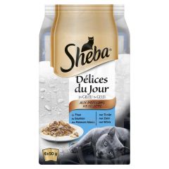 Kattenvoer Delices du Jour Vis maaltijdzakjes in gelei 6x50 g 1x6 Sheba
