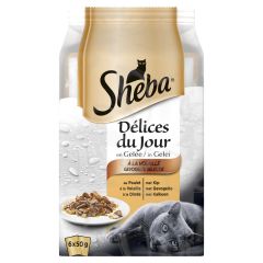 Kattenvoer Delices du Jour Gevogelte maaltijdzakjes in gelei 6x50 g 1x6 Sheba