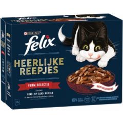 Heerlijke reepjes farm selectie 12x80g kattenvoer Felix
