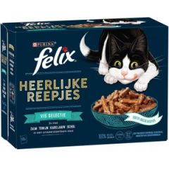 Heerlijke reepjes vis selectie 12x80g kattenvoer Felix