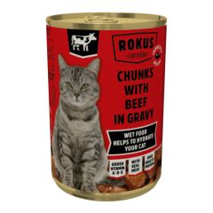 Chunks cat adult beef 415g Rokus Malanico