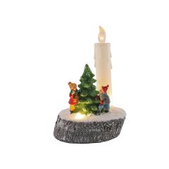 Kaars met kerstfiguren 15cm LED 2xAAA HIT