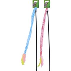 Boon kattenspeelgoed hengel softy plus veer plus bel blauw/roze Gebr. de Boon