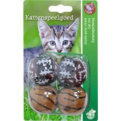 Boon kattenspeelgoed rammelbal pluche bruin a 4st Gebr. de Boon