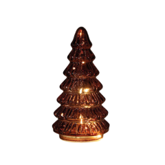 Weihnachtsbaum Glas 10led auf Batterie mit Timer 18,5x9,5 cm bordeaux Anna's Collection