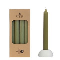 Bleistift Kerze Set 4 Stück dia. 2,2 x H 20 cm moosgrün Hortus