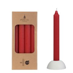 Bleistiftkerzen-Set 4 Stück Ø. 2,2 x H 20 cm rot Hortus