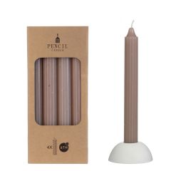 Bleistift-Kerzen-Set 4 Stück Ø. 2,2 x H 20 cm taupe Hortus
