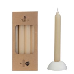 Bleistift-Kerzen-Set 4 Stück Ø. 2,2 x H 20 cm creme Hortus