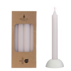 Bleistift-Kerzen-Set 4 Stück Ø. 2,2 x H 20 cm weiß Hortus
