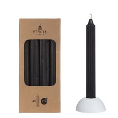Bleistift-Kerzen-Set 4 Stück Ø. 2,2 x H 20 cm schwarz Hortus
