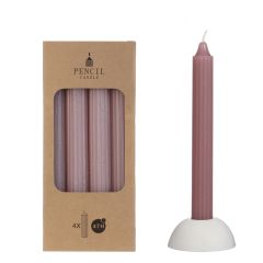 Bleistift-Kerzen-Set 4 Stück Ø. 2,2 x H 20 cm mauve-rosa Hortus