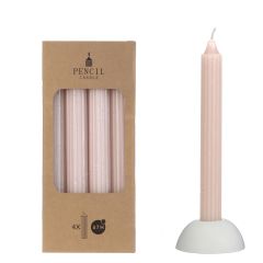 Bleistift-Kerzen-Set 4 Stück Ø. 2,2 x H 20 cm weiß rosa Hortus