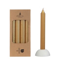 Bleistift-Kerzen-Set 4 Stück dia. 2,2 x H 20 cm metallisch gold Hortus