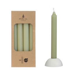 Bleistift-Kerzen-Set 4 Stück Ø. 2,2 x H 20 cm grün Hortus