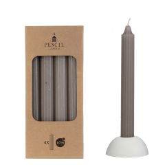 Bleistift-Kerzen-Set 4 Stück Ø. 2,2 x H 20 cm grau Hortus