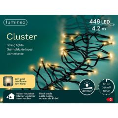 Led cluster 4.2 meter 448 LED zwart/soft gold Lumineo