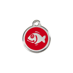 Fish Red roestvrijstalen kattenpenning small/klein dia. 2 cm RedDingo