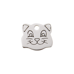 Cat Face roestvrijstalen dierenpenning small/klein 3,14 cm x 1,84 cm RedDingo