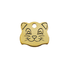 Cat Face koperen dierenpenning small/klein 2,14 cm x 1,84 cm RedDingo