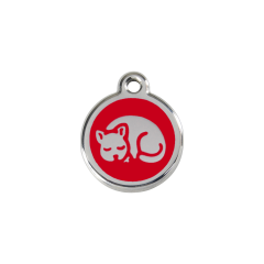 Kitten Red roestvrijstalen kattenpenning small/klein dia. 2 cm RedDingo