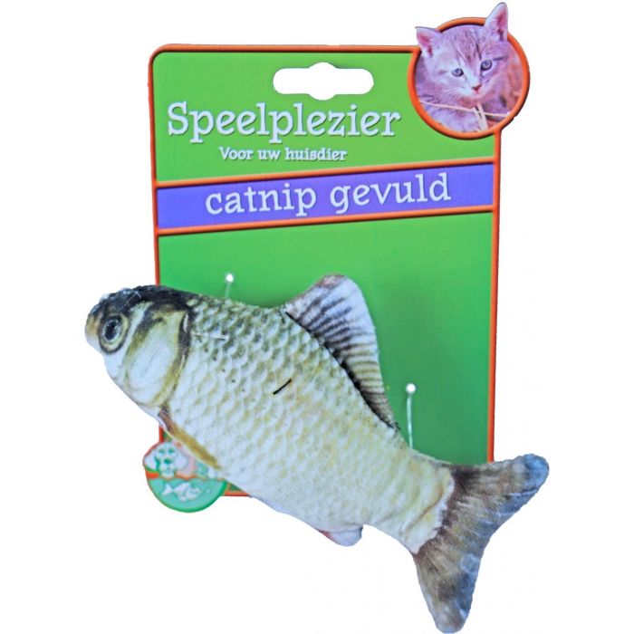 Katzenspielzeug Fisch mit Katzenminze grau/braun 11 cm Fun-Spielzeug-Katze  Gebr. de Boon