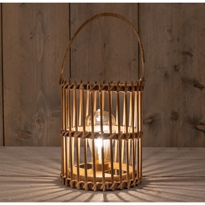 Laterne Bambus Natrlich Mit Retro Lampe 17 x 22 cm solar Anna's Collection