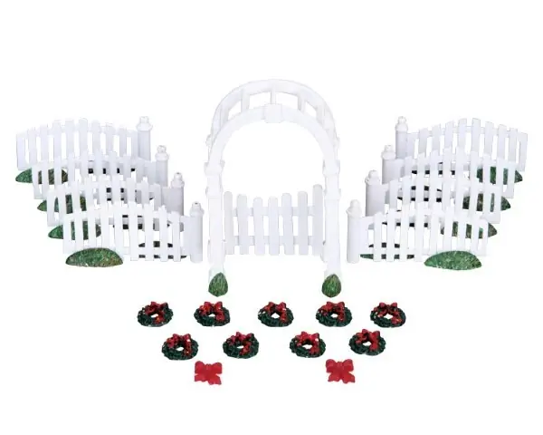 Kerstfiguur Plastic arbor & picket fences with decorations LEMAX