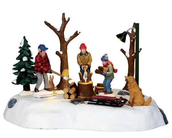 Kerstfiguur Getting wood for the cabin LEMAX
