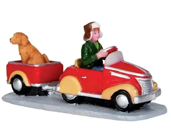 Kerstfiguur Pedal car hitchhiker LEMAX